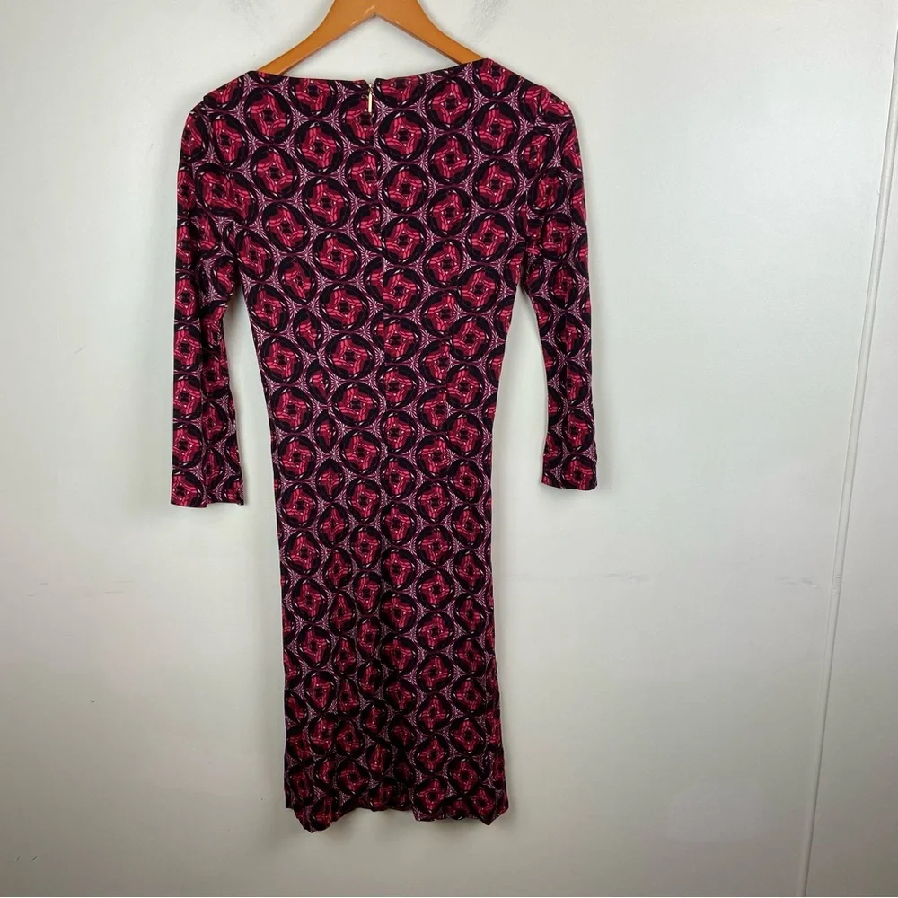 Tory Burch Corinne Abstract Print Midi Sheath Dress Size XS‎ Office Colorful